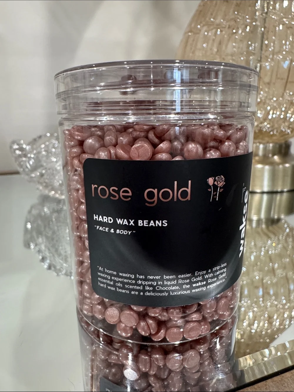 NEW Wakse Rose Gold Hard Wax Beads for Face & Body, 4.8 fl oz Hair Removal Skin